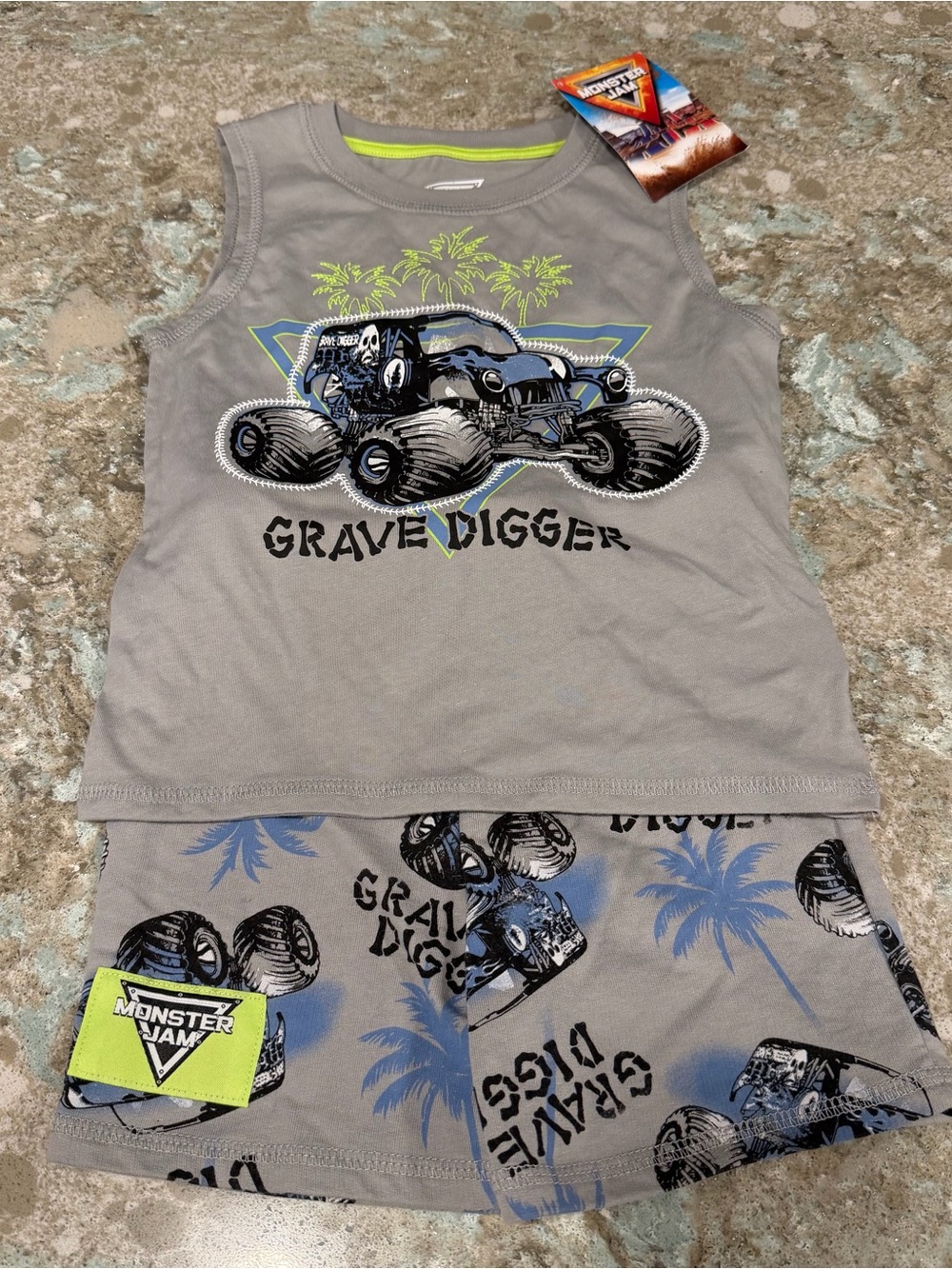 Monster Jam Grave Digger Tank Shorts Set